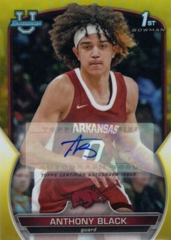Anthony Black 2022 Bowman Chrome University #58 Prospect Autographs - Yellow Refractor /75 (1st) RAW