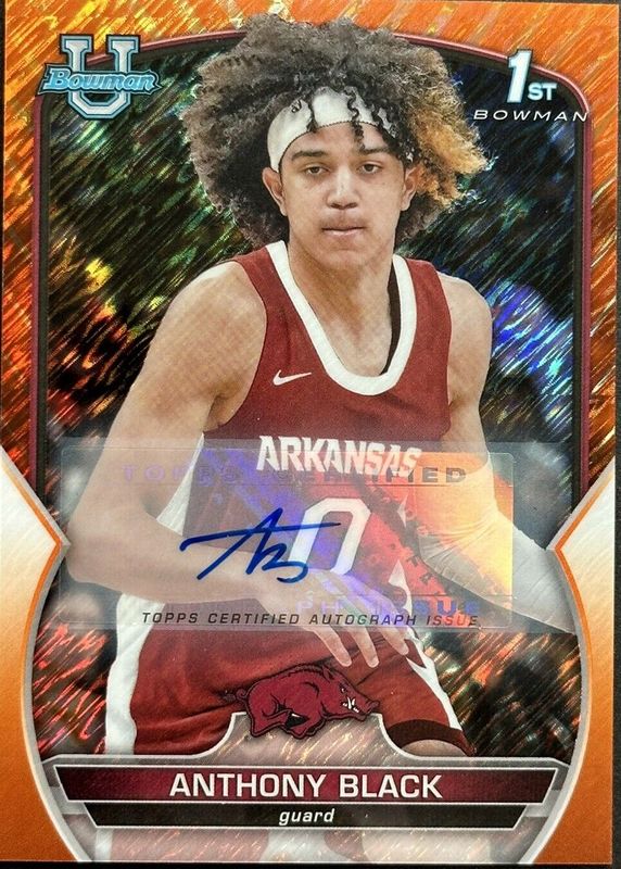 Anthony Black 2022 Bowman Chrome University #58 Prospect Autographs - Orange Shimmer Refractor /25 (1st) RAW