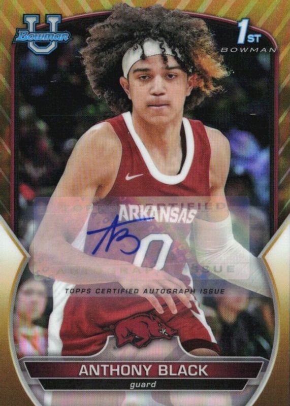 Anthony Black 2022 Bowman Chrome University #58 Prospect Autographs - Gold Refractor /50 (1st) RAW