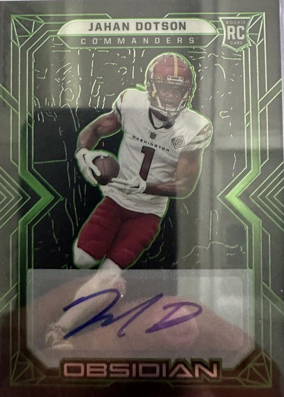 Jahan Dotson 2022 Obsidian #114 Rookie Autographs - Electric Etch Green /50 RAW