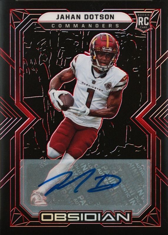 Jahan Dotson 2022 Obsidian #114 Rookie Autographs - Electric Etch Red /10 RAW