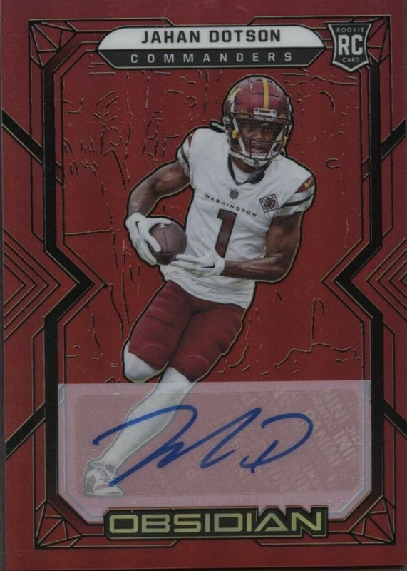 Jahan Dotson 2022 Obsidian #114 Rookie Autographs - Electric Etch Red Flood /6 RAW