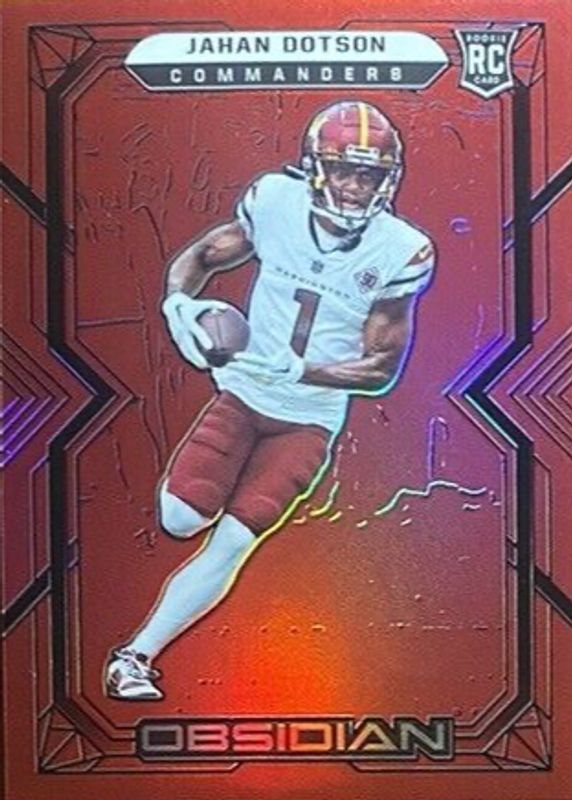 Jahan Dotson 2022 Obsidian #114 Electric Etch Red Flood /29 Rookie RAW