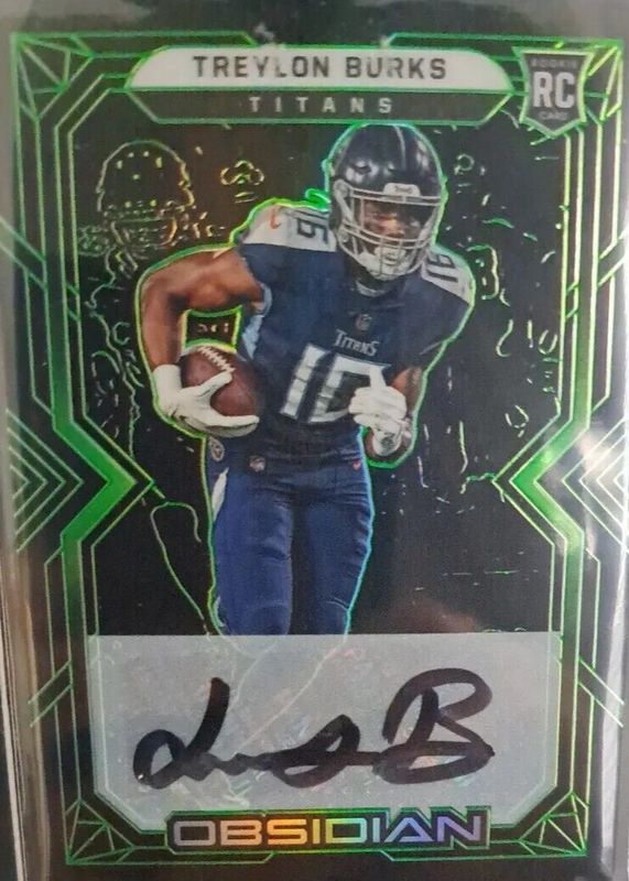 Treylon Burks 2022 Obsidian #115 Rookie Autographs - Electric Etch Green /50 Rookie PSA 10