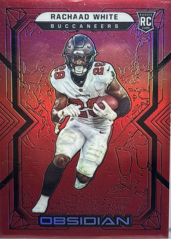 Rachaad White 2022 Obsidian #163 Electric Etch Red Flood /29 Rookie RAW