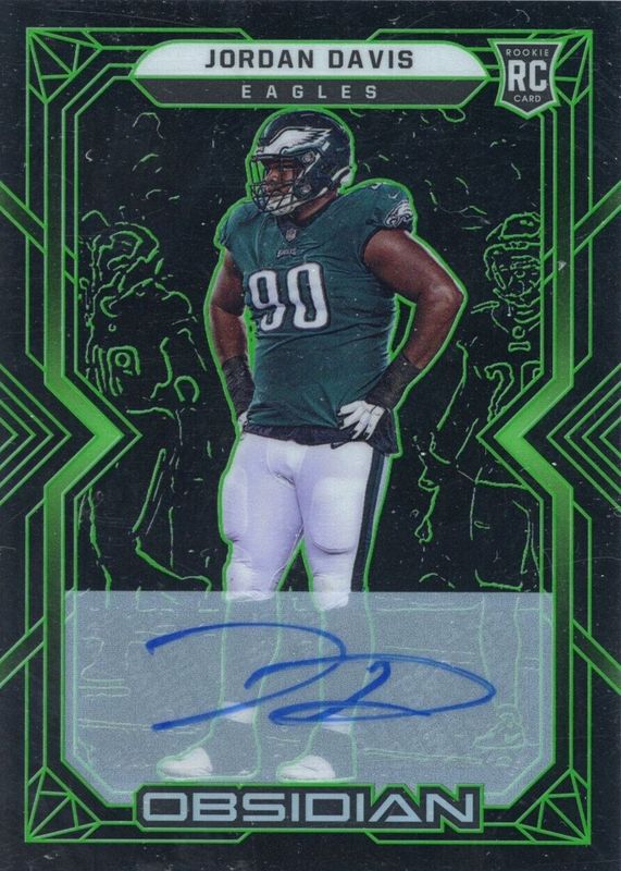 Jordan Davis 2022 Obsidian #151 Rookie Autographs - Electric Etch Green /50 Rookie BGS 9.5