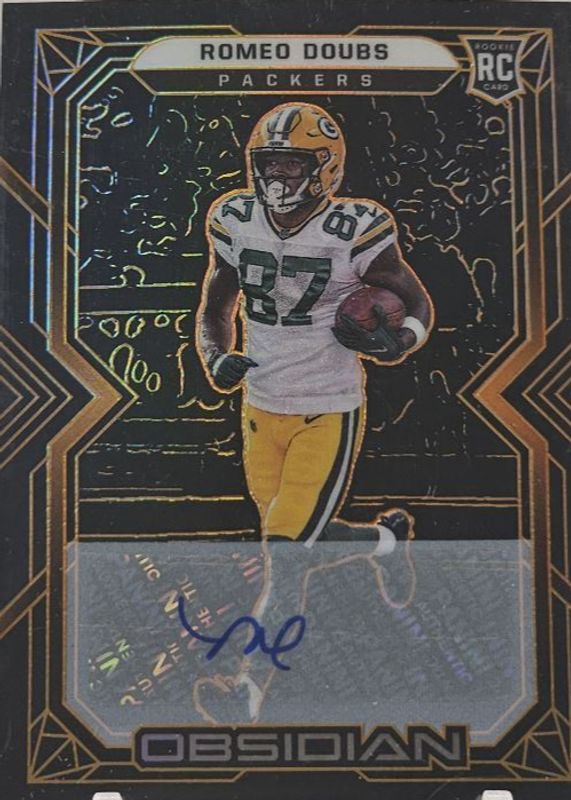 Romeo Doubs 2022 Obsidian #140 Rookie Autographs - Electric Etch Orange /75 RAW