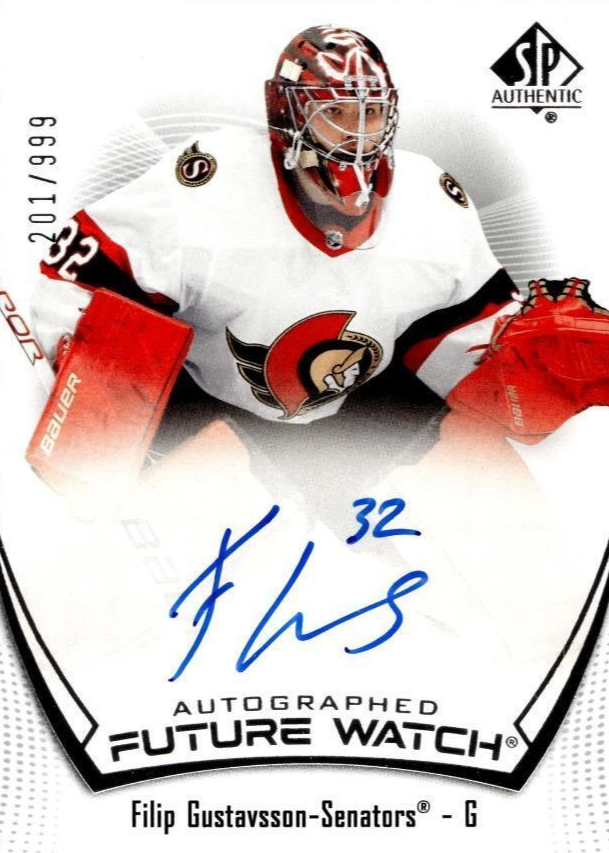 Filip Gustavsson 2021 SP Authentic #148 Future Watch Auto /999