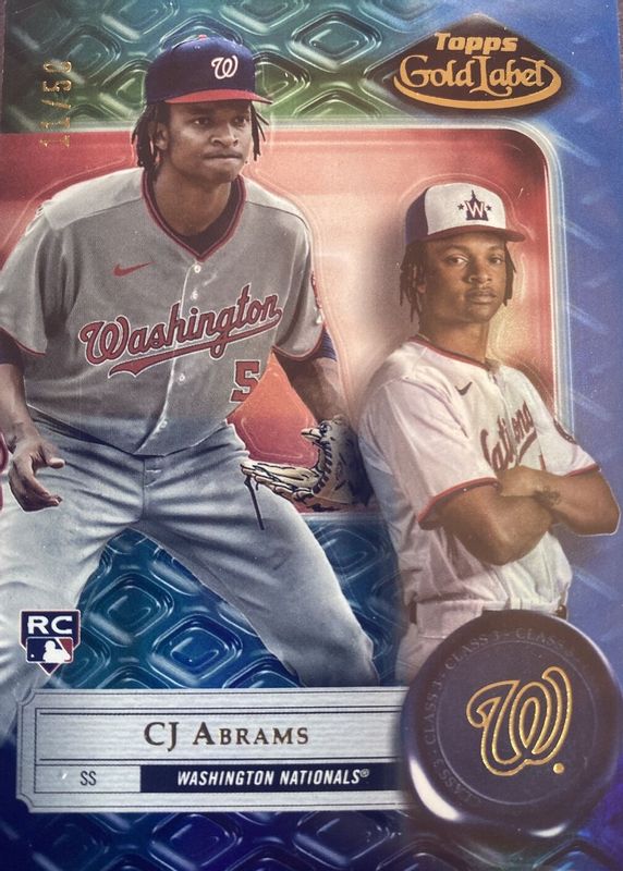 CJ Abrams 2022 Topps Gold Label #38 Class 3 - Blue /50 Rookie RAW