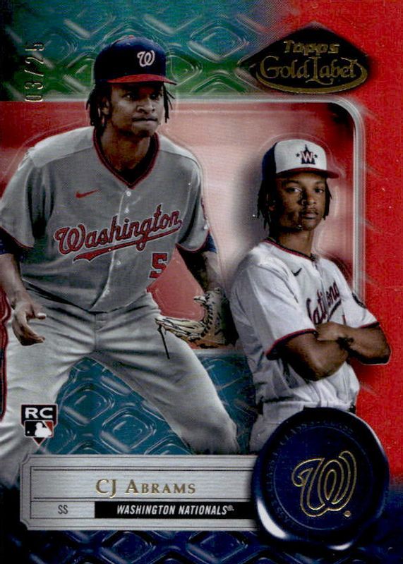 CJ Abrams 2022 Topps Gold Label #38 Class 3 - Red /25 Rookie RAW