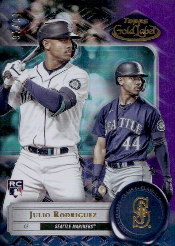 Julio Rodriguez 2022 Topps Gold Label #4 Class 1 - Purple /99 Rookie SGC 9.5