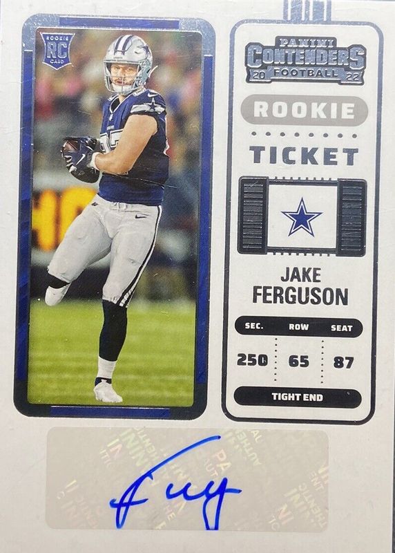 Jake Ferguson 2022 Contenders #213 Rookie Ticket Auto RAW