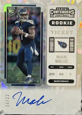 2022 Contenders #129 Rookie Ticket Auto - Cracked Ice Ticket /22