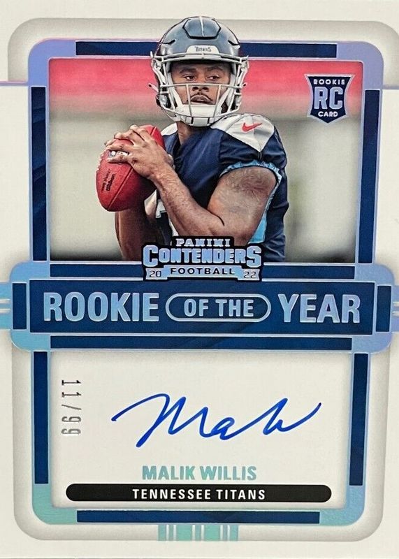 Malik Willis 2022 Contenders #RYA-MWI Rookie of the Year Contenders Autographs (/99) PSA 10