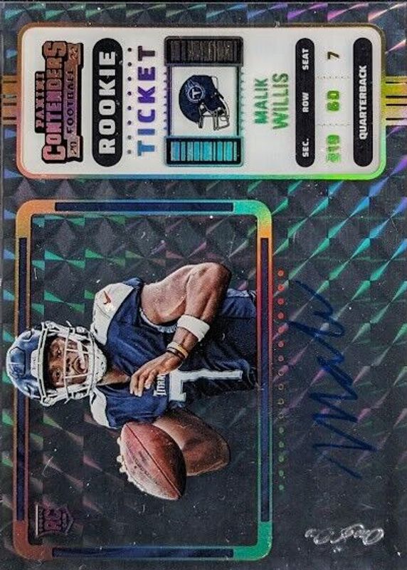 Malik Willis 2022 Contenders #129 Rookie Ticket Auto Variation - Clear Mosaic /1 RAW