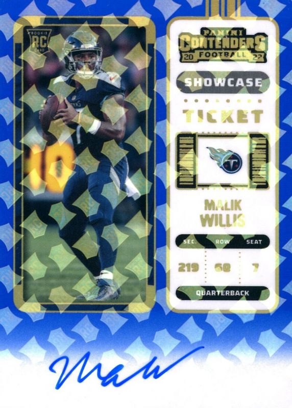Malik Willis 2022 Contenders #129 Rookie Ticket Auto - Showcase /(SSP) RAW
