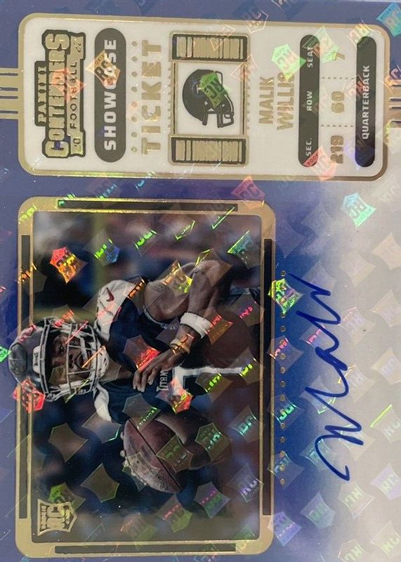 Malik Willis 2022 Contenders #129 Rookie Ticket Auto Variation - Showcase /(SSP) RAW