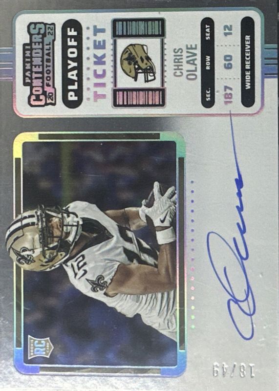 Chris Olave 2022 Contenders #109 Rookie Ticket Auto Variation - Playoff Ticket /49 Rookie SGC 9.5