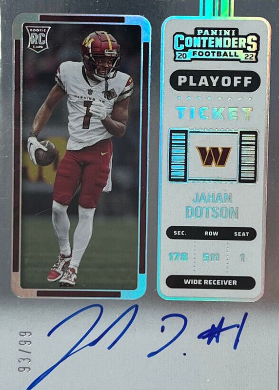 Jahan Dotson 2022 Contenders #121 Rookie Ticket Auto - Playoff /99 Rookie BGS 9.5