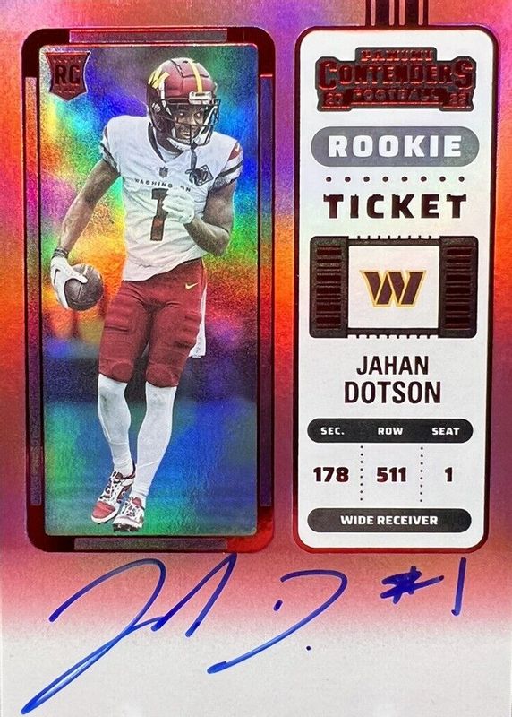 Jahan Dotson 2022 Contenders #121 Rookie Ticket Auto - Red Zone Ticket Rookie RAW