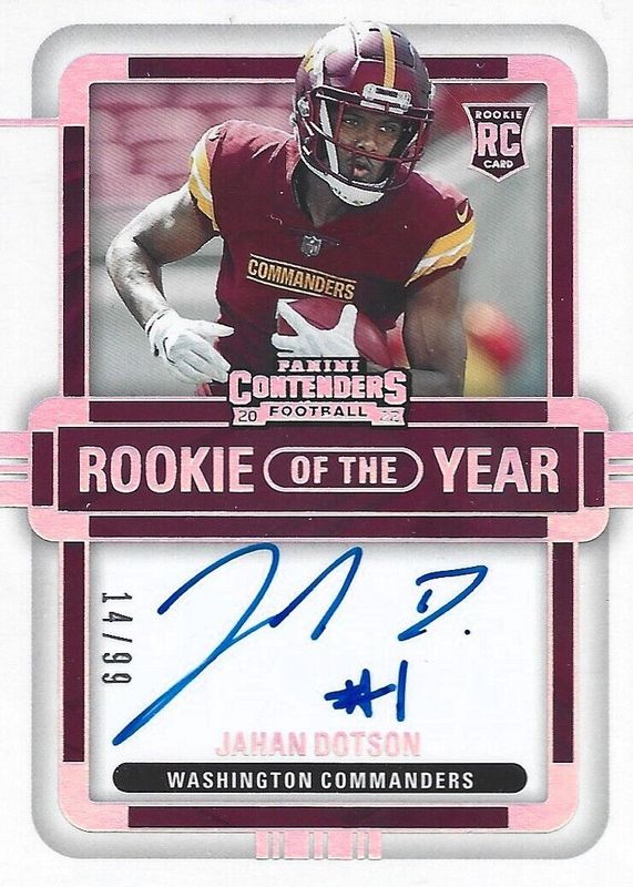 Jahan Dotson 2022 Contenders #RYA-JDO Rookie of the Year Contenders Autographs (/99) PSA 10