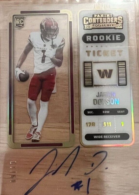 Jahan Dotson 2022 Contenders #121 Rookie Ticket Auto - Clear /10 Rookie RAW