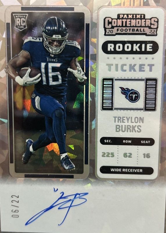 Treylon Burks 2022 Contenders #137 Rookie Ticket Auto - Cracked Ice Ticket /22 PSA 10