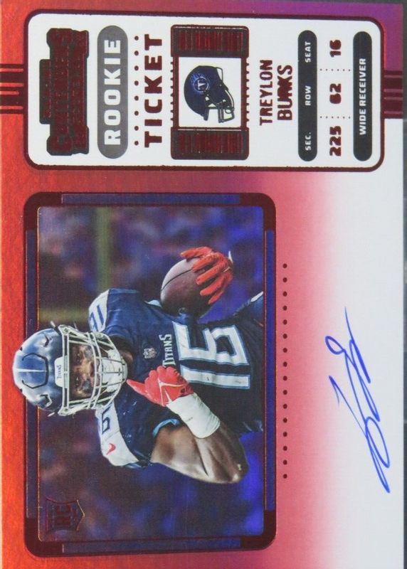 Treylon Burks 2022 Contenders #137 Rookie Ticket Auto Variation - Red Zone Rookie SGC 9.5