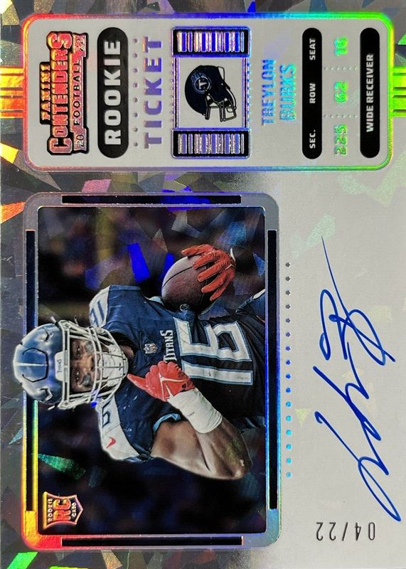 Treylon Burks 2022 Contenders #137 Rookie Ticket Auto Variation - Cracked Ice /22 Rookie PSA 10