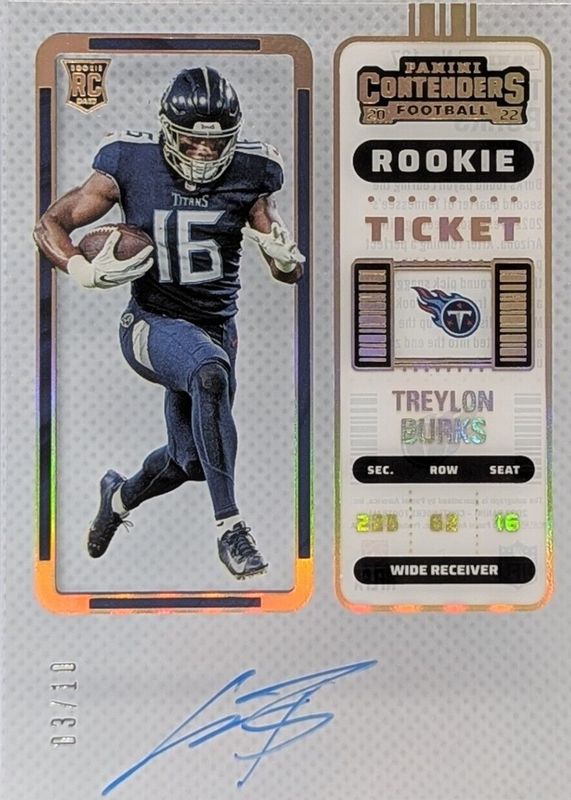 Treylon Burks 2022 Contenders #137 Rookie Ticket Auto - Clear Ticket /10 PSA 10