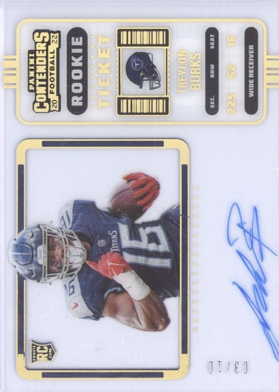 Treylon Burks 2022 Contenders #137 Rookie Ticket Auto Variation - Clear Ticket /10 PSA 10