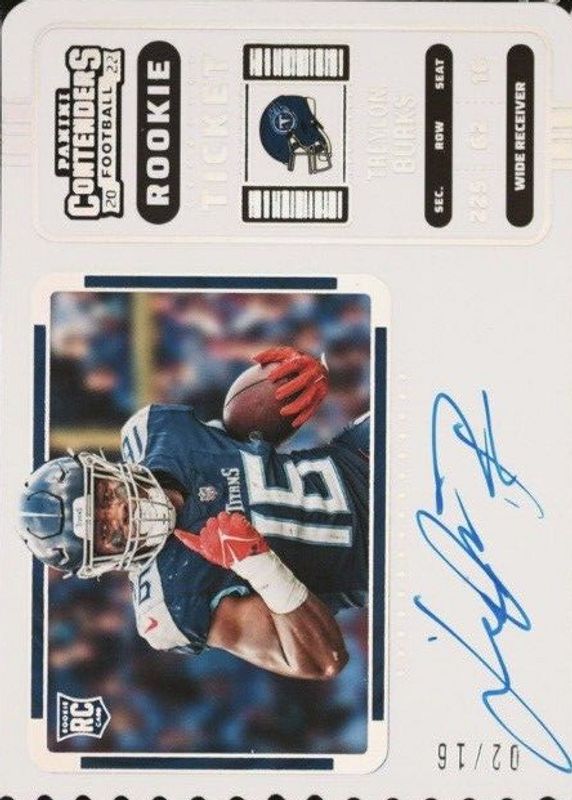 Treylon Burks 2022 Contenders #137 Rookie Ticket Auto Variation - Stub (/16) Rookie BGS 9