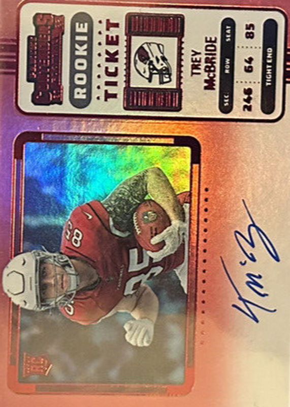 Trey McBride 2022 Contenders #136 Rookie Ticket Auto Variation - Red Zone Ticket RAW