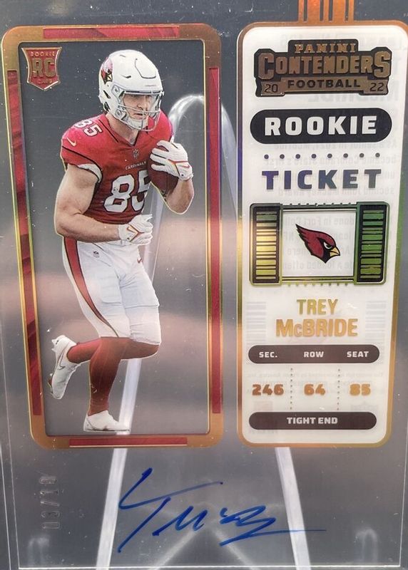 Trey McBride 2022 Contenders #136 Rookie Ticket Auto - Clear Ticket /10 RAW