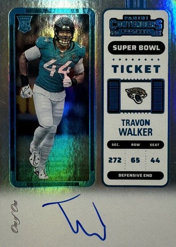 Travon Walker 2022 Contenders #135 Rookie Ticket Auto - Super Bowl /1 Rookie RAW