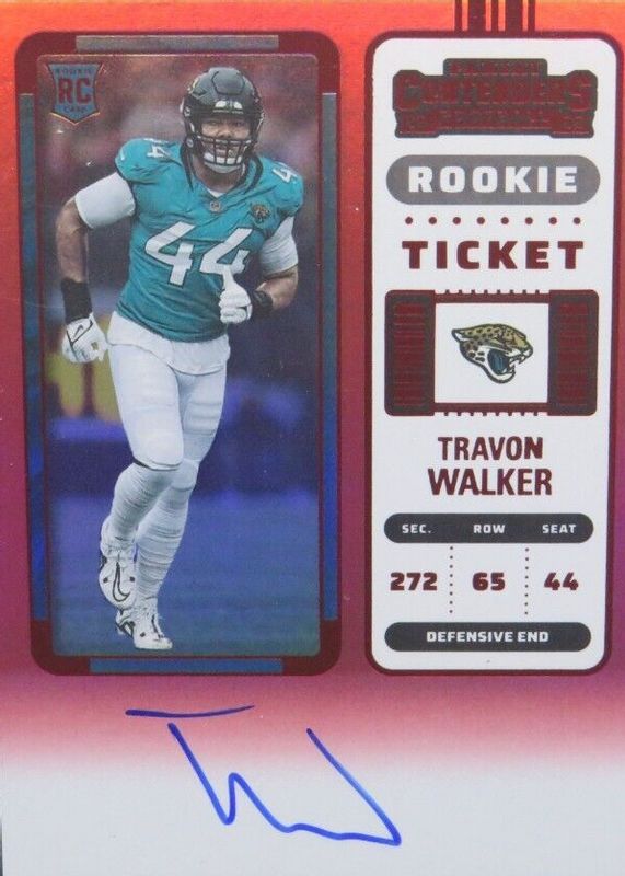 Travon Walker 2022 Contenders #135 Rookie Ticket Auto - Red Zone Ticket Rookie BGS 9