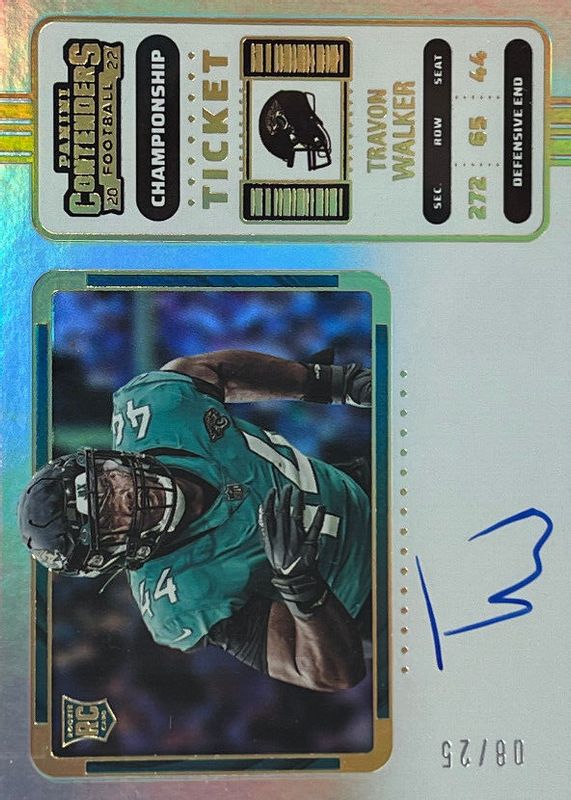 Travon Walker 2022 Contenders #135 Rookie Ticket Auto Variation - Championship Ticket /25 Rookie RAW