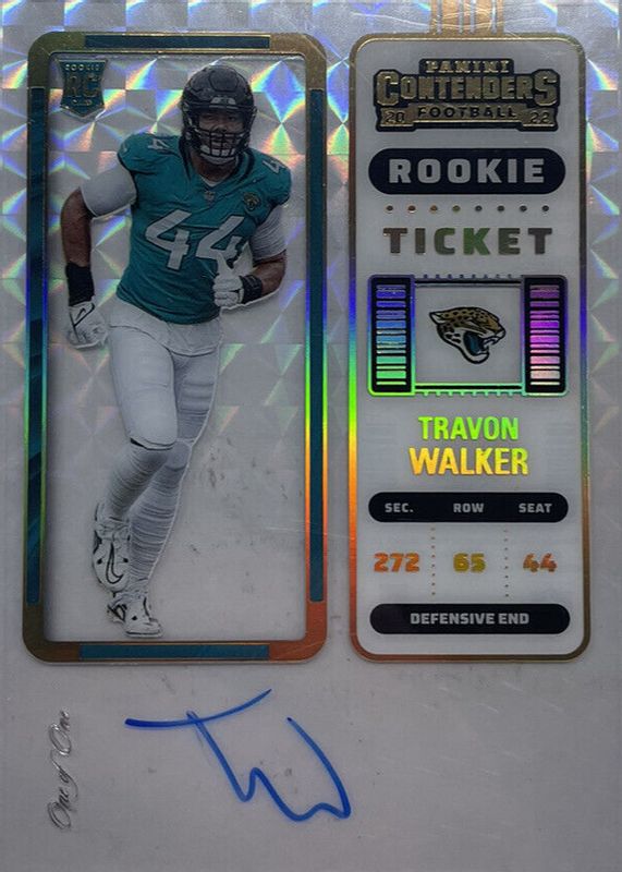 Travon Walker 2022 Contenders #135 Rookie Ticket Auto - Clear Mosaic /1 PSA 10