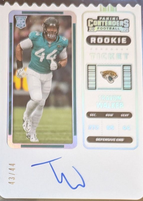 Travon Walker 2022 Contenders #135 Rookie Ticket Auto - Ticket Stub (/44) Rookie RAW