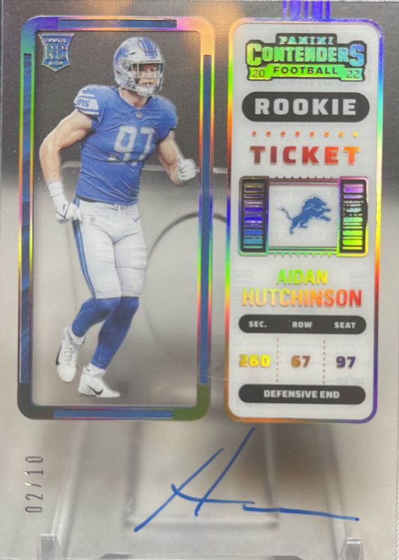 Aidan Hutchinson 2022 Contenders #102 Rookie Ticket Auto - Clear Ticket /10 Rookie SGC 10