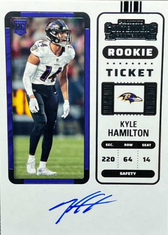 Kyle Hamilton 2022 Contenders #128 Rookie Ticket Auto Rookie BGS 9.5