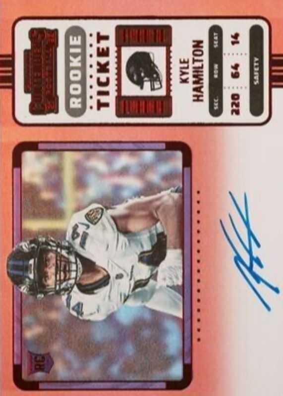 Kyle Hamilton 2022 Contenders #128 Rookie Ticket Auto Variation - Red Zone Rookie SGC 9.5