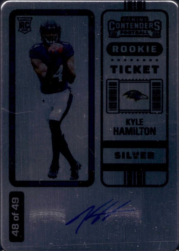 Kyle Hamilton 2022 Contenders #128 Rookie Ticket Auto - Silver (/49) Rookie PSA 9