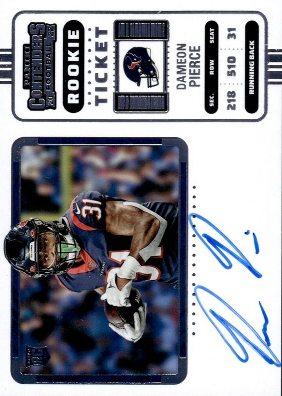 Dameon Pierce 2022 Contenders #111 Rookie Ticket Auto Variation RAW