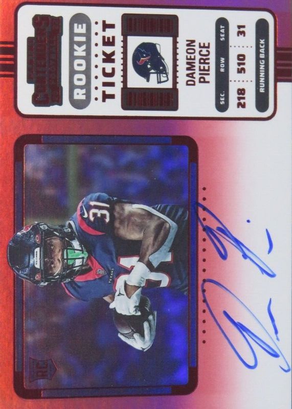 Dameon Pierce 2022 Contenders #111 Rookie Ticket Auto Variation - Red Zone Rookie SGC 9.5