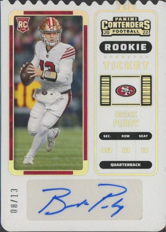 Brock Purdy 2022 Contenders #263 Rookie Ticket Auto - Ticket Stub (/13) Rookie BGS 9.5