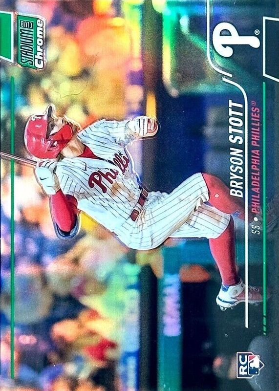 Bryson Stott 2022 Stadium Club Chrome #71 Green Refractor /99 Rookie RAW