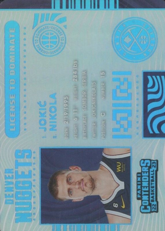 Nikola Jokic 2022 Contenders #17 License to Dominate /(SSP) BGS 10 PRISTINE