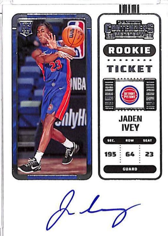 Jaden Ivey 2022 Contenders #101 Rookie Ticket Auto Rookie PSA 9