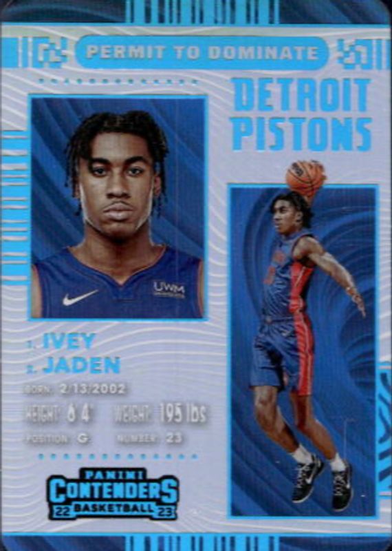 Jaden Ivey 2022 Contenders #13 Permit to Dominate /(SSP) Rookie BGS 10 PRISTINE